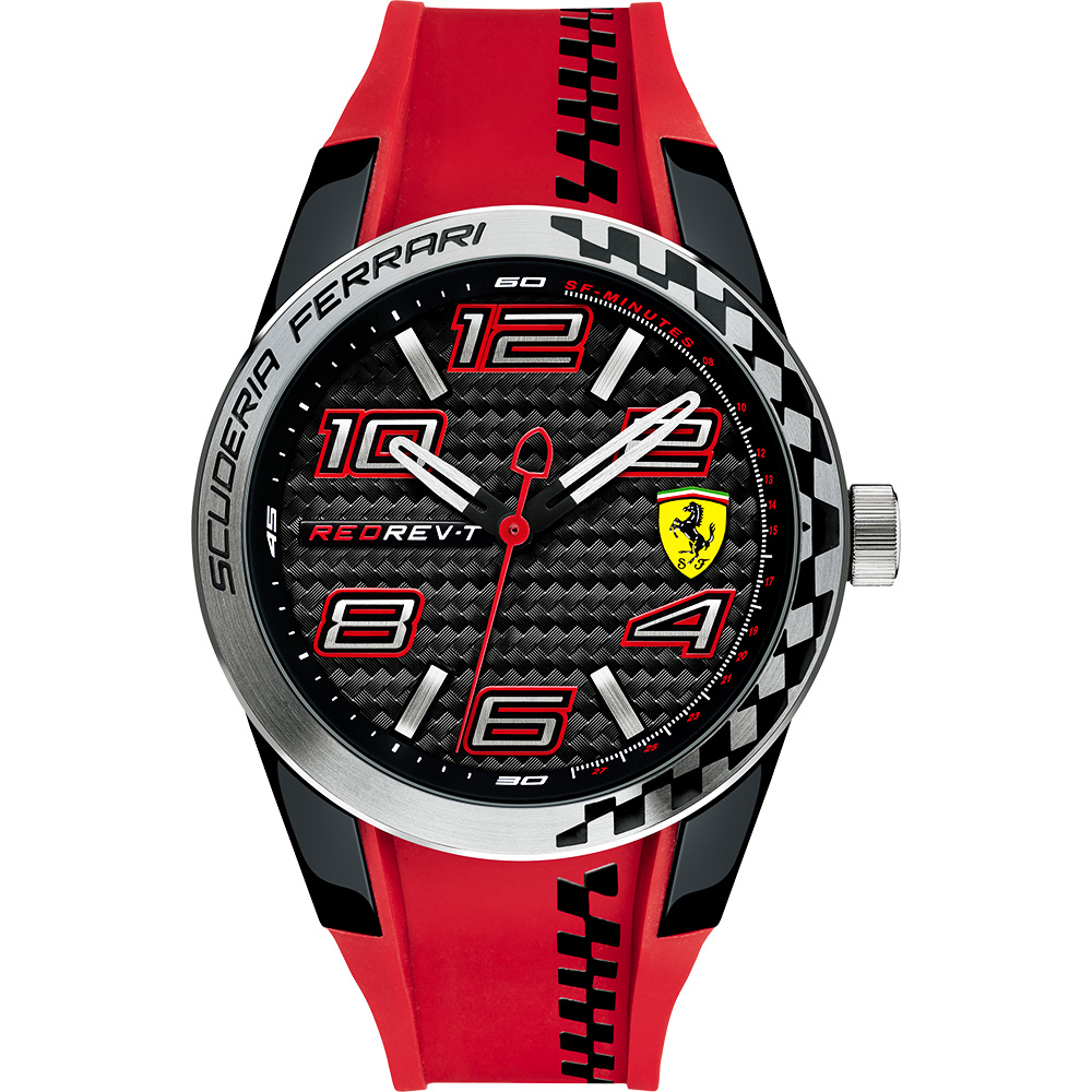 Scuderia Ferrari 法拉利 REV-T 競速腕錶-黑x紅/44mm