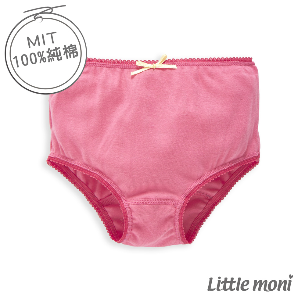 Little moni 純棉家居系列素面兒童三角內褲 紫紅