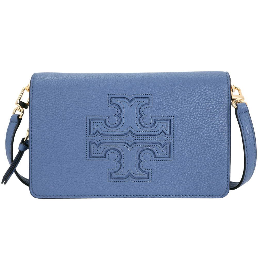 TORY BURCH Harper 雙T牛皮長夾/斜背包(藍色)