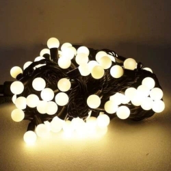 聖誕燈100燈LED圓球珍珠燈串(插電式/暖白光