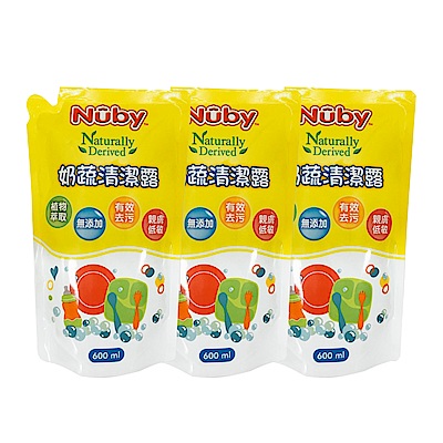 Nuby 奶蔬清潔露補充包_3包x600ml