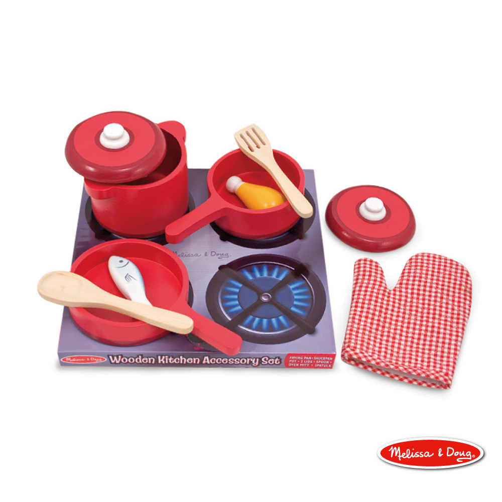 美國瑪莉莎 Melissa & Doug 玩食趣 - 木製鍋具組