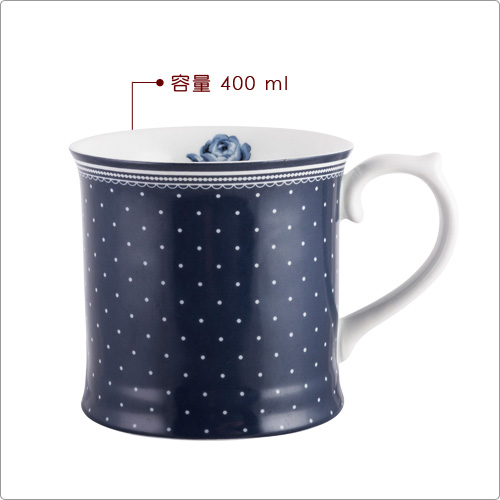 CreativeTops Katie復古藍啤酒型馬克杯(圓點藍400ml)