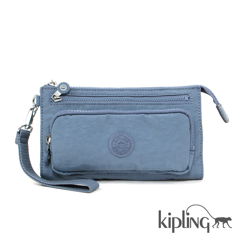 Kipling 掛繩手拿包 紫羅蘭灰素面-小