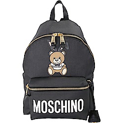 MOSCHINO Playboy 聯名款兔耳泰迪熊圖案後背包(黑色)