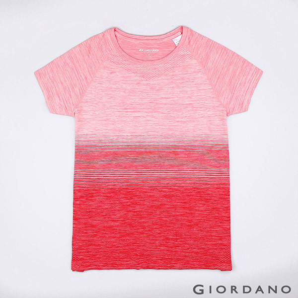 GIORDANO 女裝G-MOTION運動彈力短袖T恤-90 天竺葵粉紅