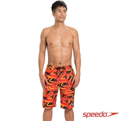 SPEEDO 男 休閒海灘褲 22吋 Electrofield Printed 紅黑