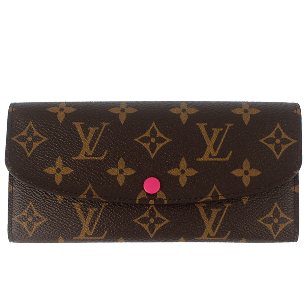 LV M41943 Monogram 經典LV花紋壓扣長夾(桃粉)