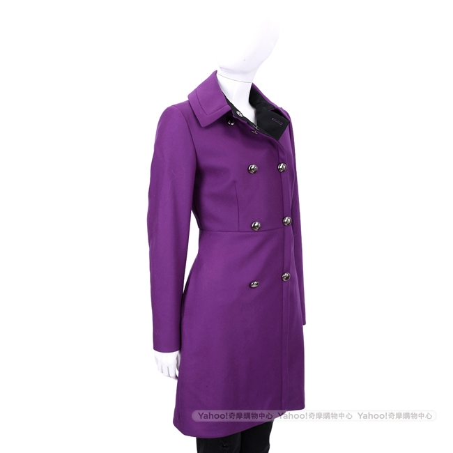 MAX MARA-SPORTMAX 紫色雙排釦設計羊毛大衣