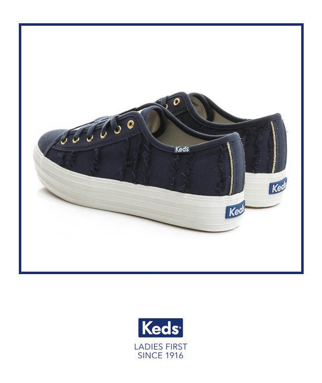 Keds TRIPLE KICK 綁帶休閒鞋-靛藍