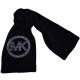 MICHAEL KORS MK LOGO貼鑽素面針織長圍巾-黑 product thumbnail 1
