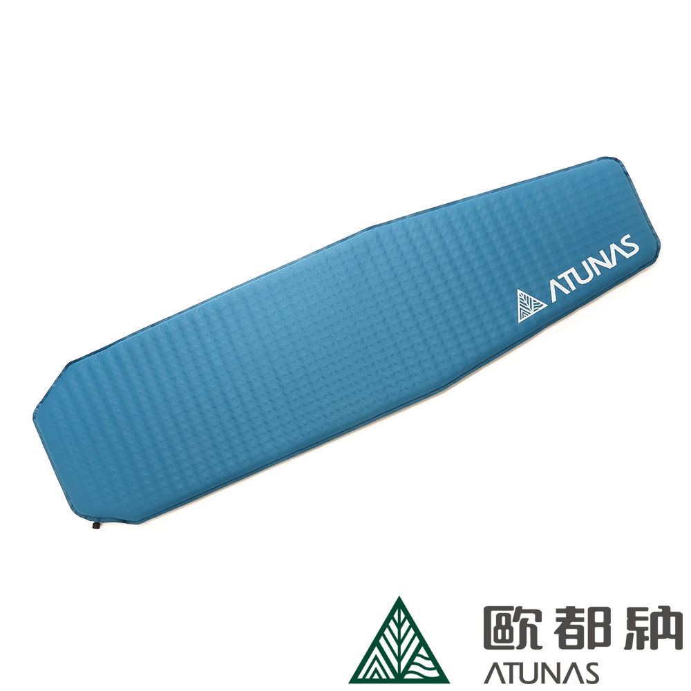 【ATUNAS 歐都納】戶外露營旅遊/登山型自動充氣睡墊H7219-203M青藍菱格