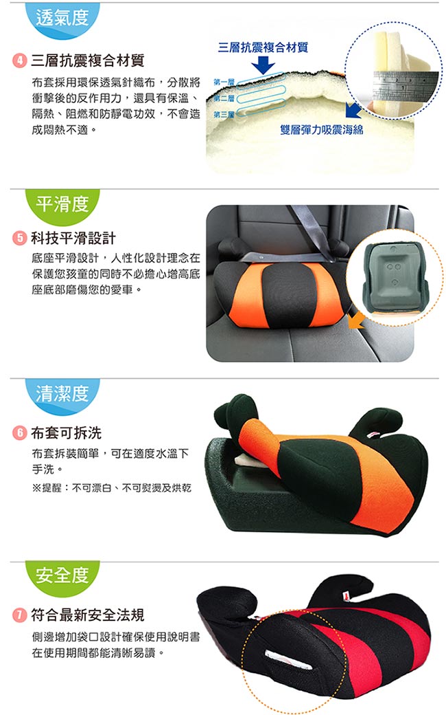 【OMyCar】小乖乖 兒童安全增高座墊(兩色可選)兒童汽車增高座墊 學童輔助座椅