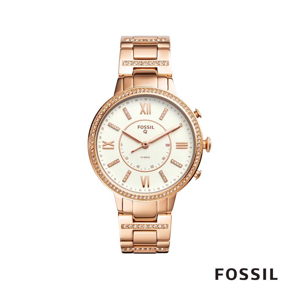 FOSSIL Q VIRGINIA 晶鑽款智能錶-玫瑰金 約36mm FTW5010