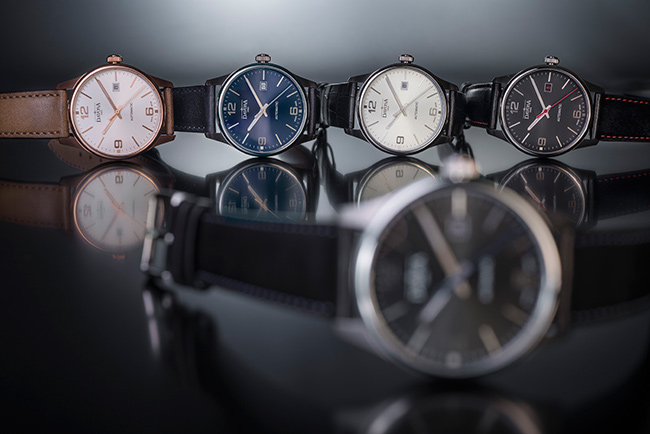 DAVOSA Gentlemen 現代經典紳士系列套裝腕錶-灰面/藍色車線黑皮帶/40mm