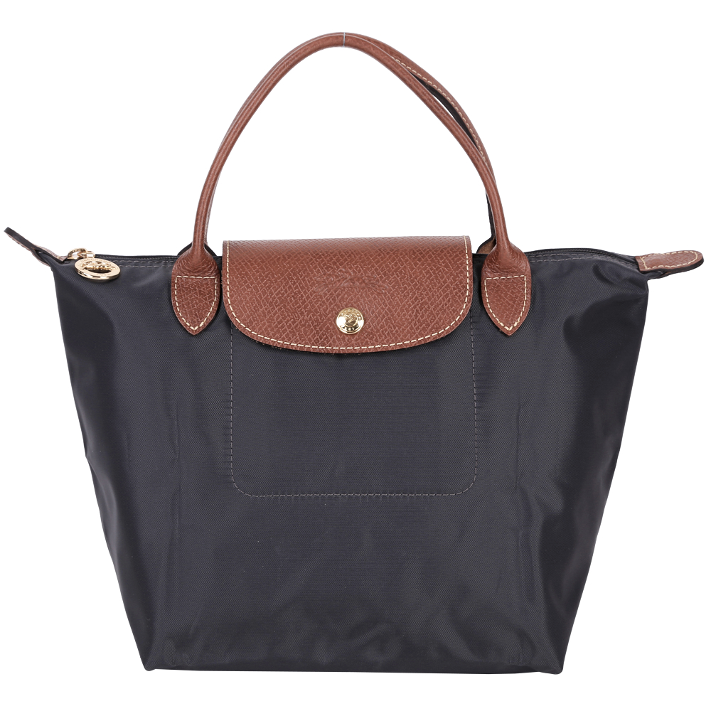 LONGCHAMP Le pliage 短提把MINI摺疊水餃包(鐵灰色)