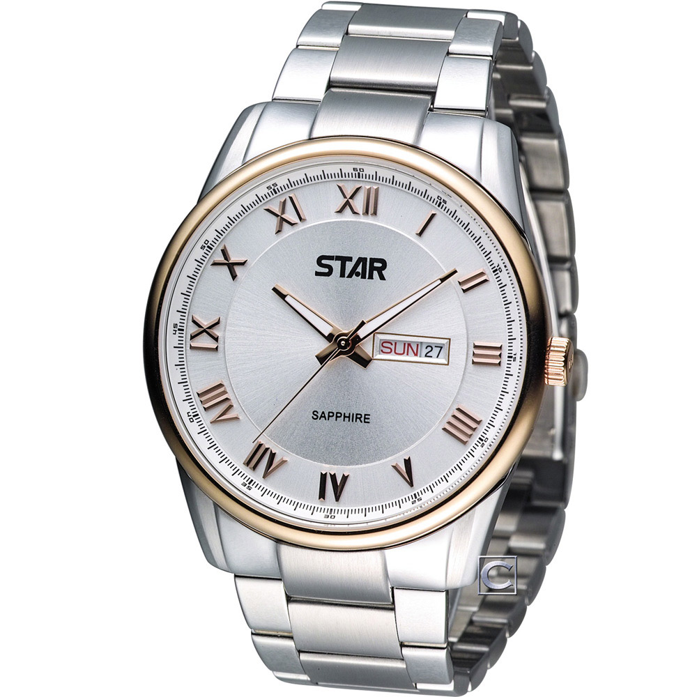 STAR 時代 羅馬戰士石英腕錶-玫瑰金/43mm