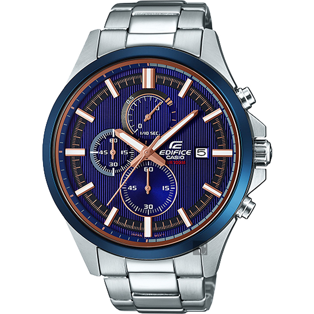 CASIO卡西歐 EDIFICE 賽車設計手錶-藍直紋