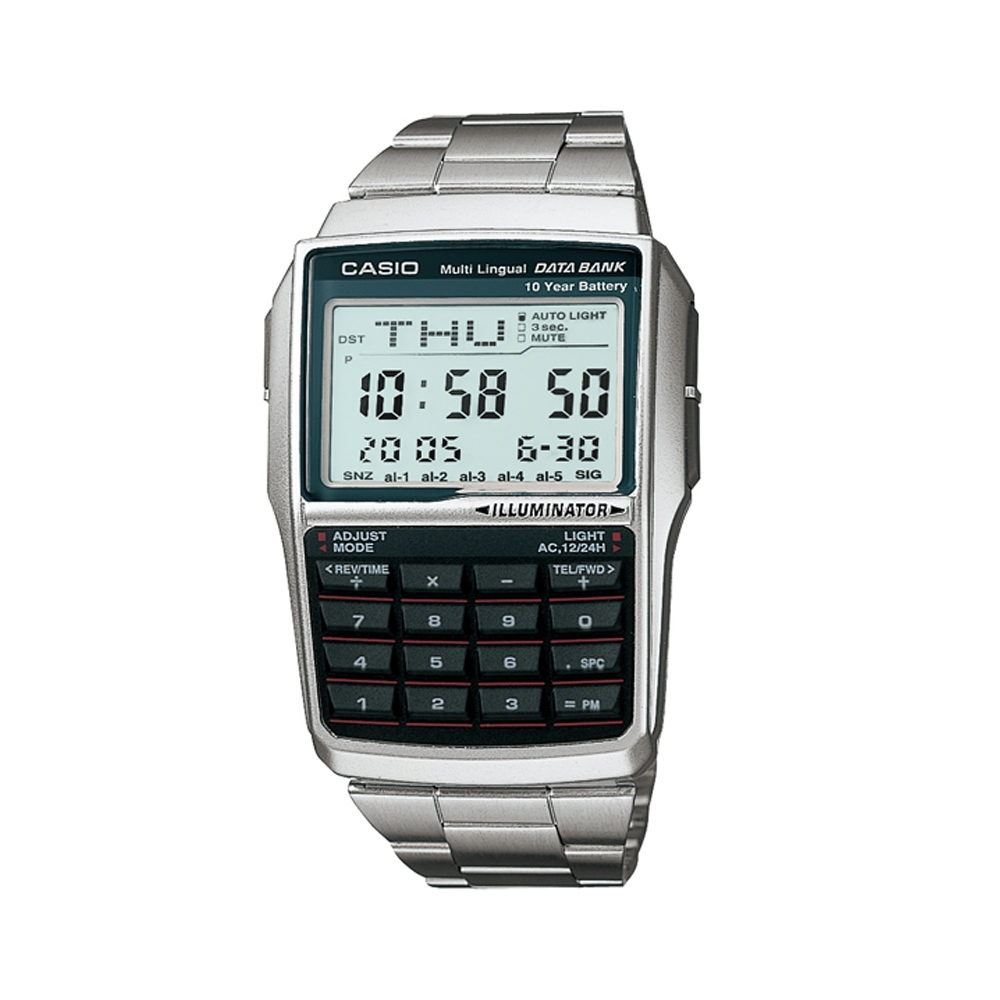 CASIO 行動祕書不鏽鋼計算機錶(DBC-32D-1A)-37.4mm