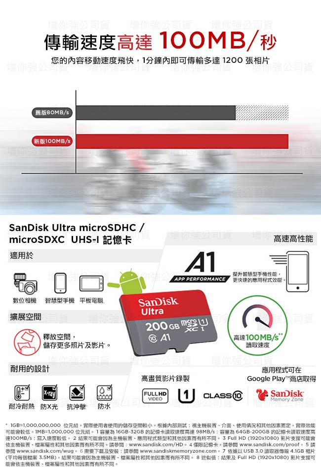 SanDisk Ultra microSDXC UHS-I (A1) 200GB 記憶卡 公司貨