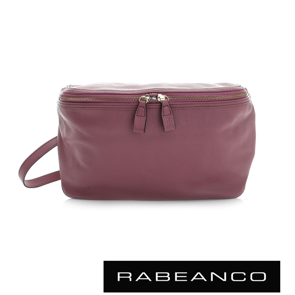 RABEANCO 迷時尚系列荔枝紋牛皮立體三角包 - 紫紅