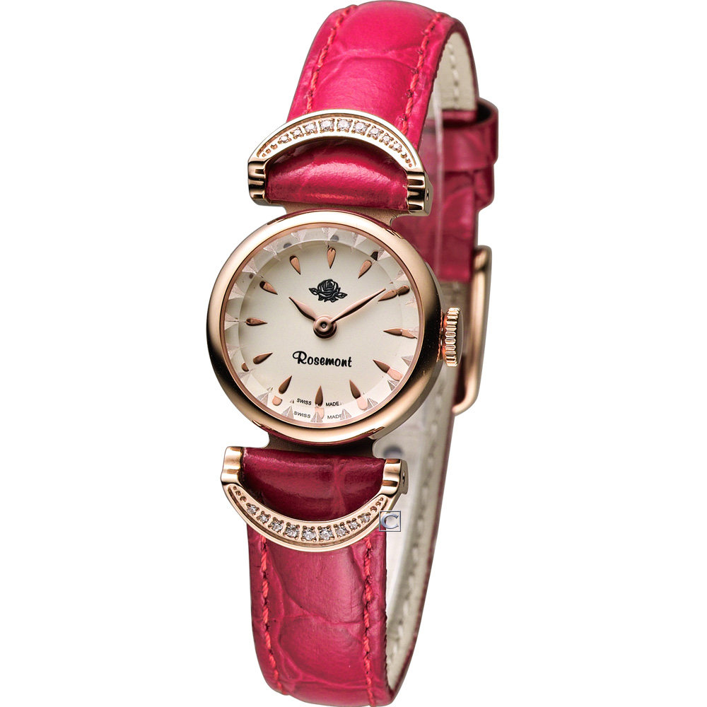 Rosemont 茶香玫瑰系列VI 典雅時尚腕錶-米白x紅色錶帶/20mm