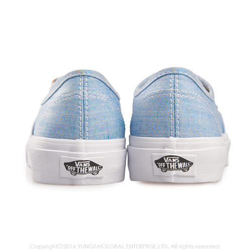 (女)VANS Authentic Slim 素色5孔綁帶休閒鞋*藍色