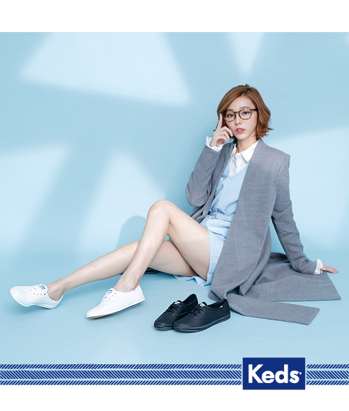 Keds 品牌經典皮質綁帶休閒鞋-白