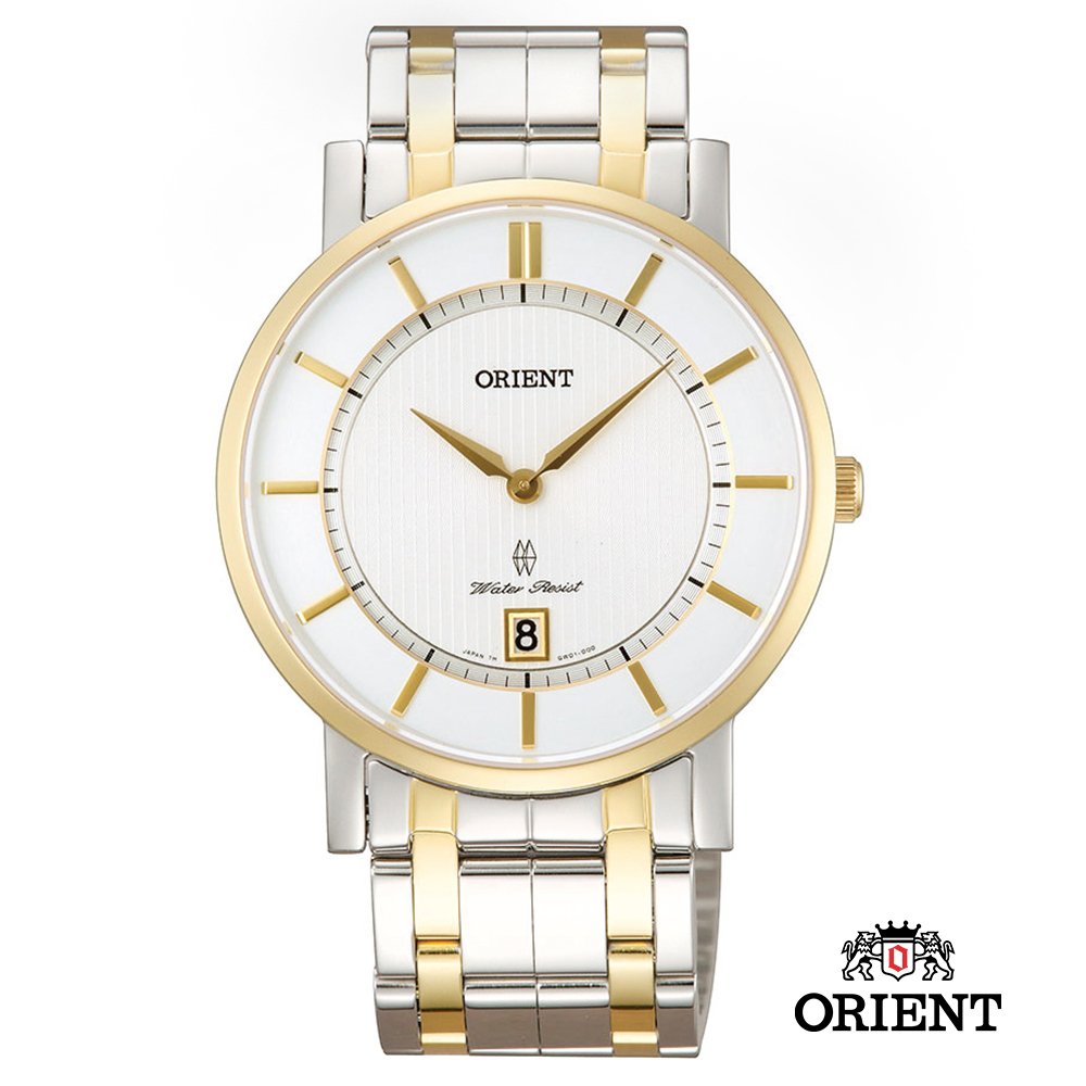 ORIENT 東方錶 SLIM系列 超薄藍寶石鏡面石英錶 鋼帶款 白面 - 38mm