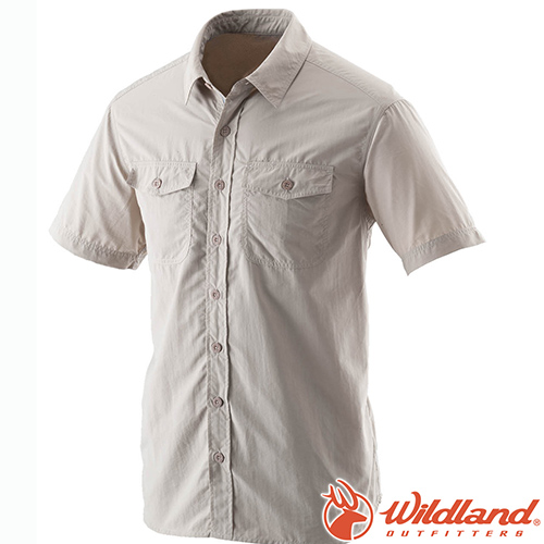 Wildland 荒野 W1206-83白卡其 男 排汗抗UV短袖襯衫