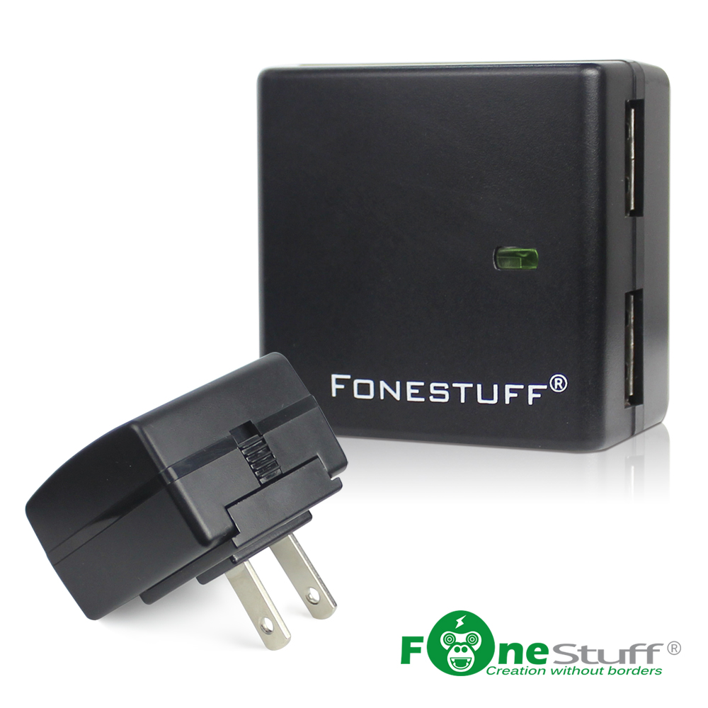 FONESTUFF瘋金剛5V/2.4A雙USB方塊插座充電器