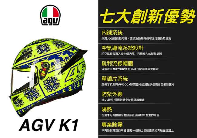 AGV K1 全罩安全帽 2015冬季測試彩繪 台灣公司貨 亞洲頭型