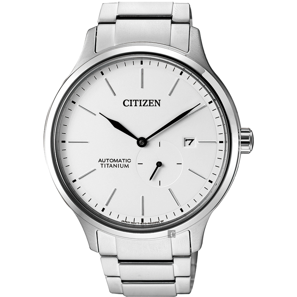 CITIZEN星辰 爵士鈦金屬機械錶-白x銀/42mm NJ0090-81A