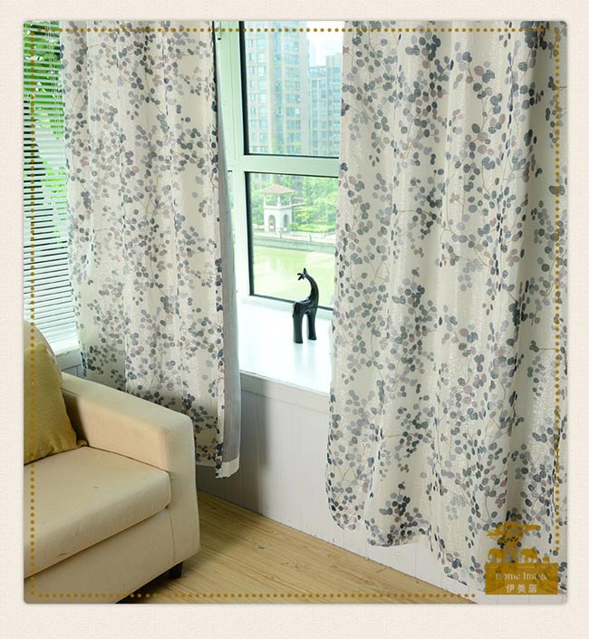 伊美居 金果印花雙層遮光紗窗簾 130x210cm (2件)