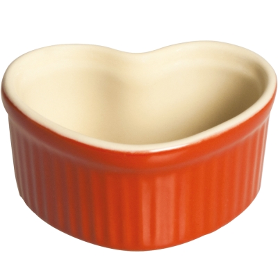 EXCELSA 陶製心型布丁烤杯(紅9.5cm)
