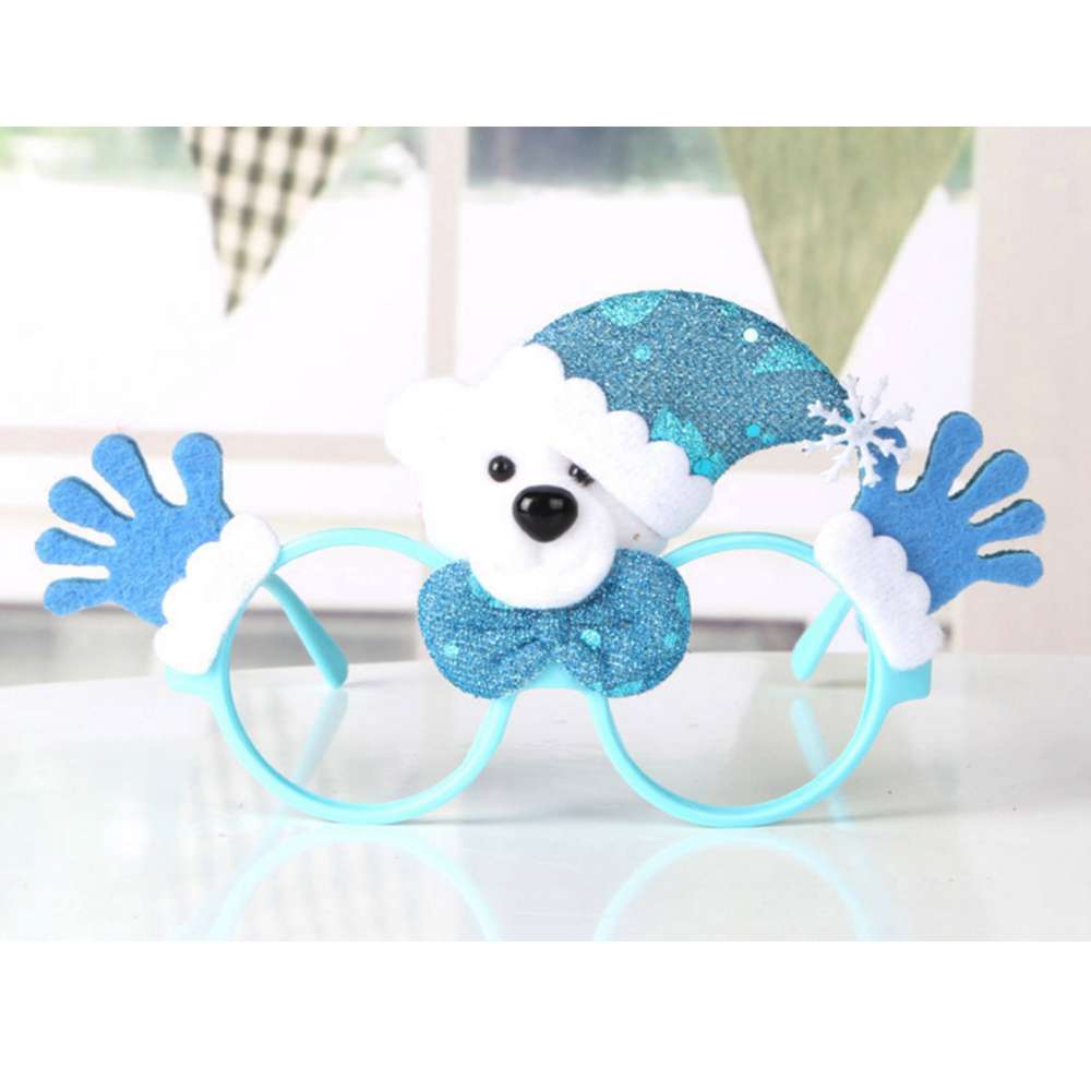 摩達客 聖誕派對造型眼鏡-藍雪人雙手