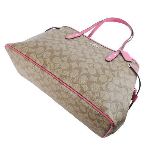 COACH 馬車C LOGO PVC三層肩背包(卡其桃)