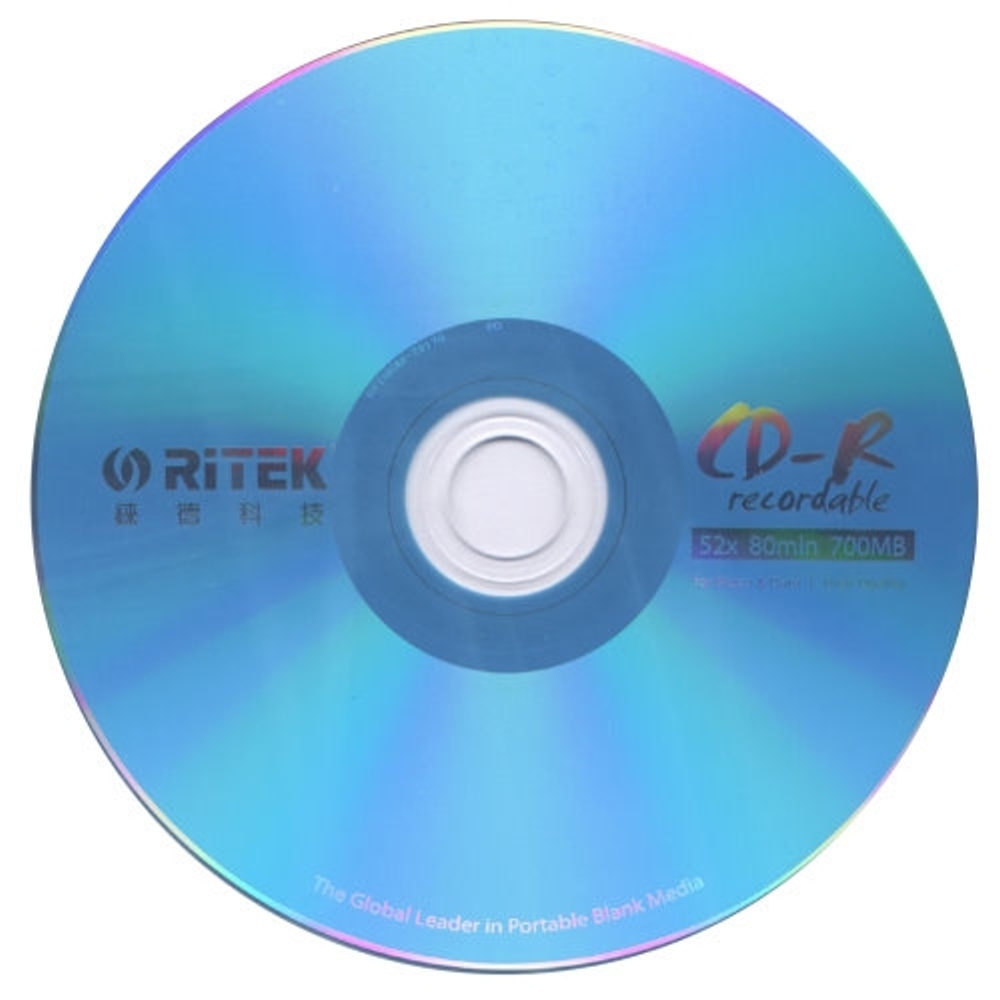 錸德 Ritek 炫彩藍 CD-R 52X 700MB 燒錄片(100片)
