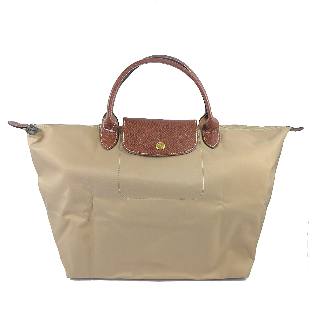 Longchamp Le Pliage 折疊短揹帶中肩提包.駝