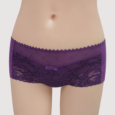 曼黛瑪璉-雙弧絲蛋白  低腰平口無痕褲(華麗紫)