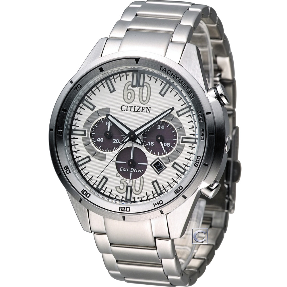 CITIZEN Eco-Drive  玩命關頭計時腕錶(CA4120-50A)-白灰/46mm