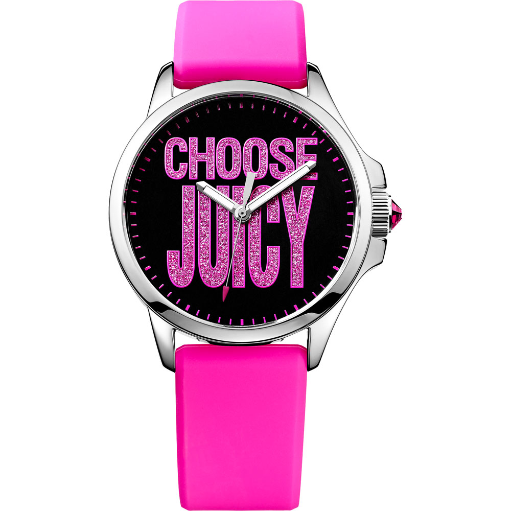 Juicy Couture Jetsetter 甜美晶鑽腕錶-黑x桃紅/38mm
