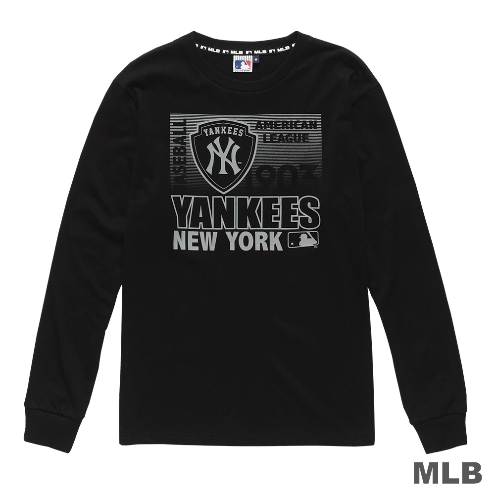 MLB-紐約洋基隊漸層印花長袖T恤-黑 (男)