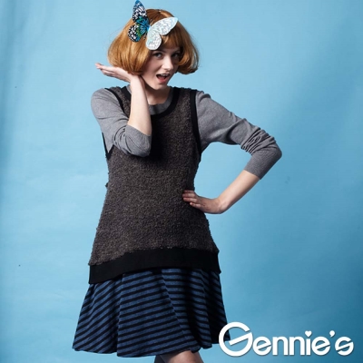 【Gennie’s奇妮】暖感時尚羊毛孕婦背心洋裝-灰(G2228)