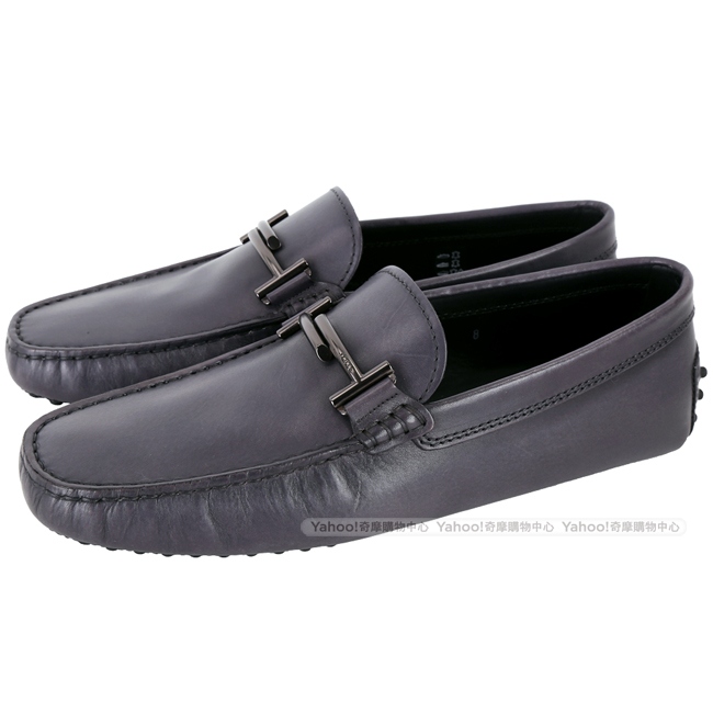 TOD’S Double T 金屬設計休閒豆豆鞋(男鞋/暗礦藍)