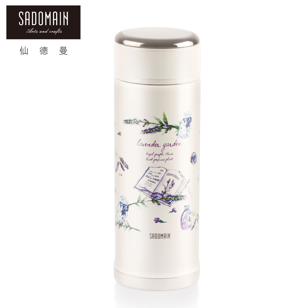 【仙德曼 SADOMAIN】薰衣草真空旋蓋保溫杯350ML-白色