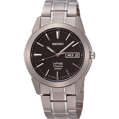 SEIKO 鈦金武士時尚腕錶(SGG731P1)-鐵灰/37mm