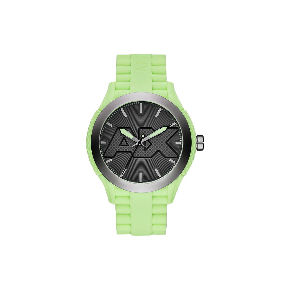 A│X Armani Exchange 卓越時尚玩家腕錶-灰x綠/47mm