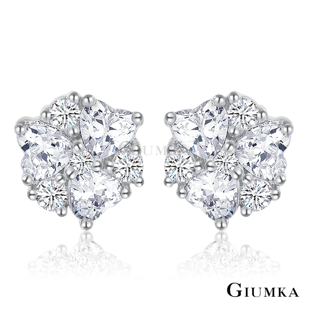 GIUMKA純銀耳環 魔幻愛情滿鑽針式耳環-銀色