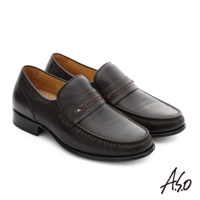 A.S.O 極致工藝 柔軟鹿皮手縫紳士鞋 深咖啡色